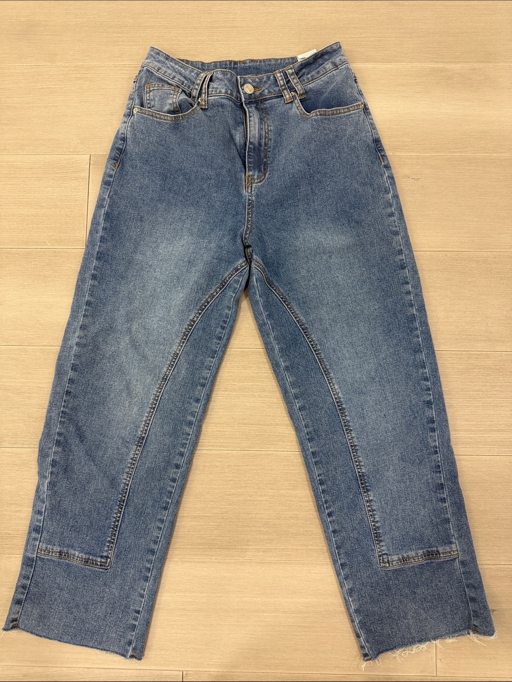 High Rise Straight Leg Crop Jeans Frayed Hem - Size 4